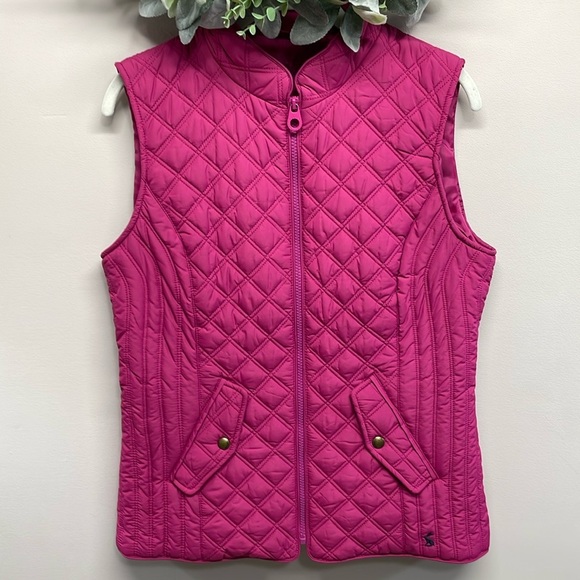 Joules Minx Showerproof Diamond Quilted Full Zip Vest 
Fuchsia 8 - Picture 1 of 16